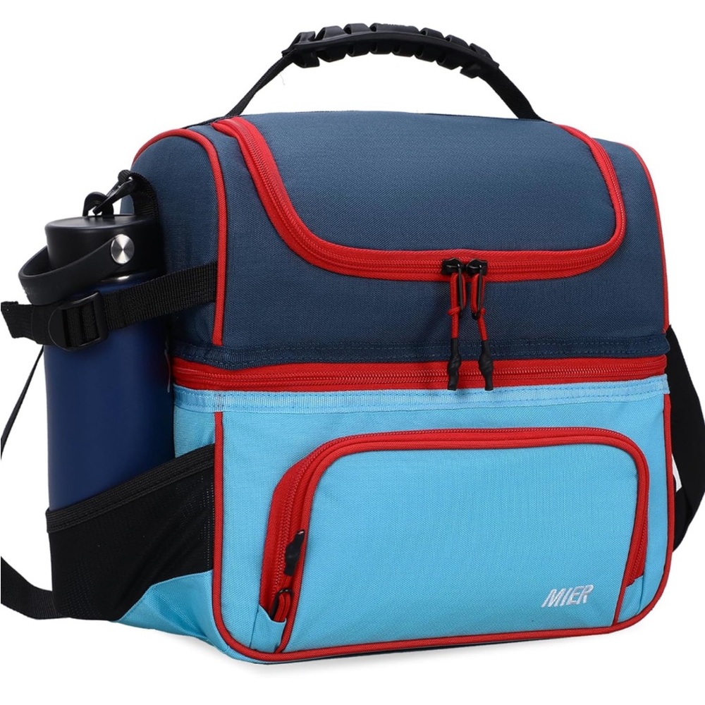 MIER 2 CompartmentUnisex👫Insulated LeakproofCoolerLunchBag Tote w ShoulderStrap